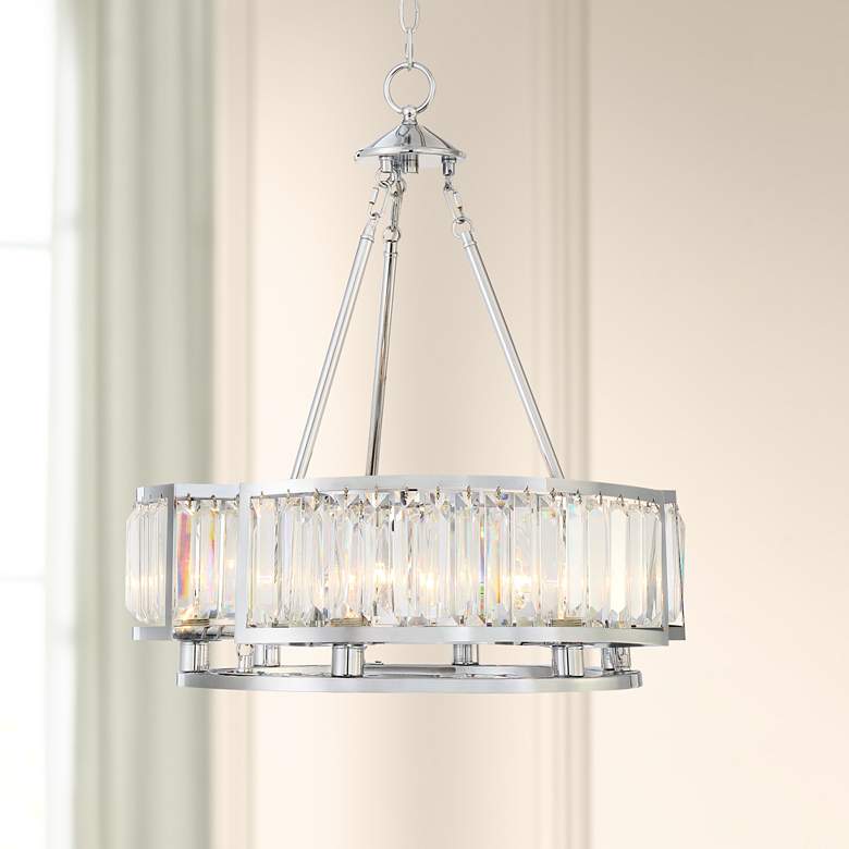 Image 1 Possini Euro Peyton 19 1/4 inch Wide Crystal 6-Light Chandelier