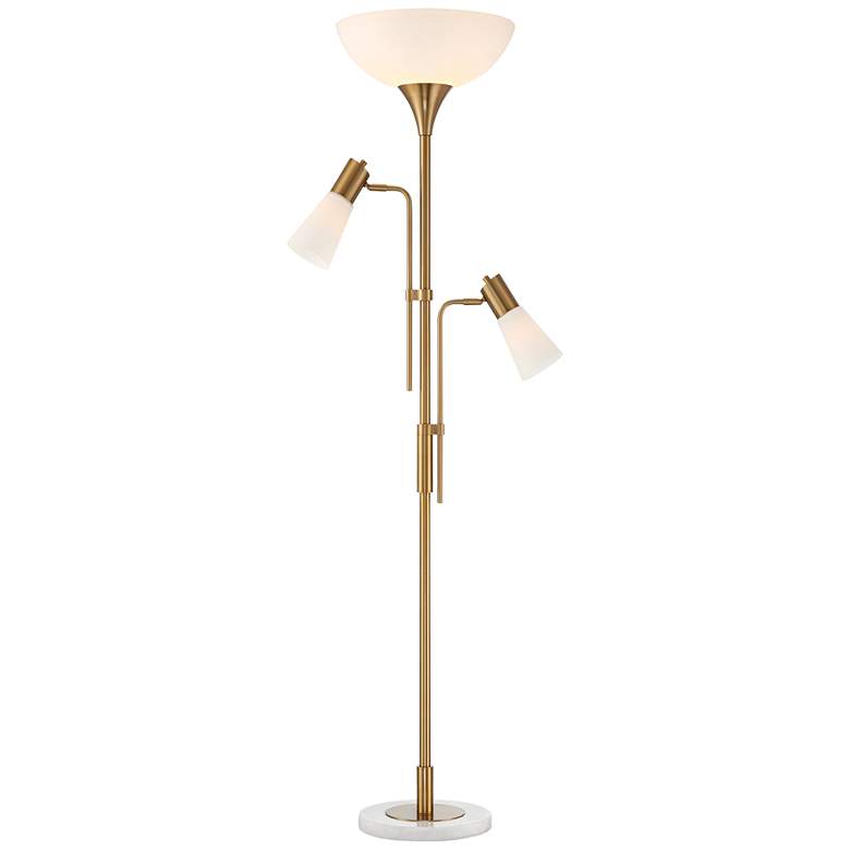 Image 2 Possini Euro Pharos 71 inch Tree Torchiere Floor Lamp with Marble Base
