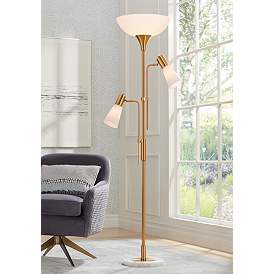 Image1 of Possini Euro Pharos 71" Tree Torchiere Floor Lamp with Marble Base