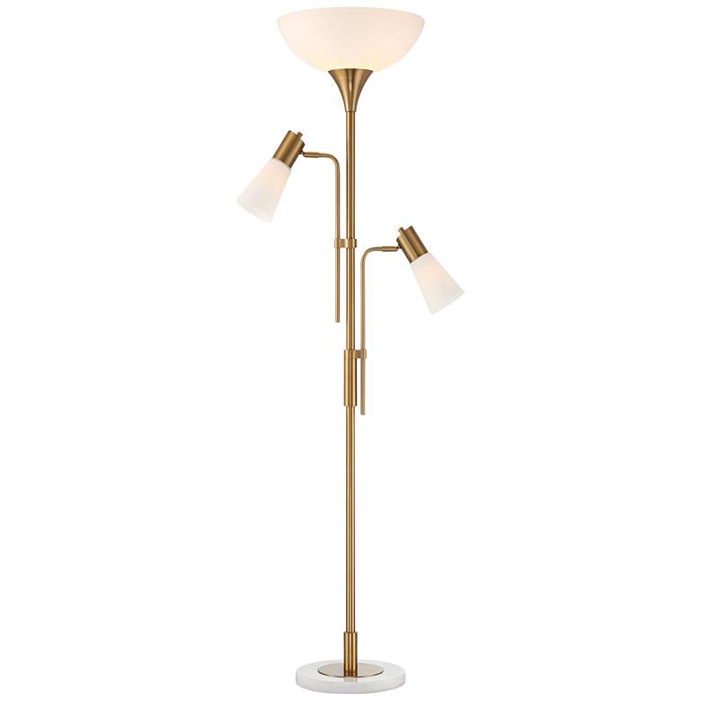 Image 3 Possini Euro Pharos 71" Tree Torchiere Marble and Gold Floor Lamp
