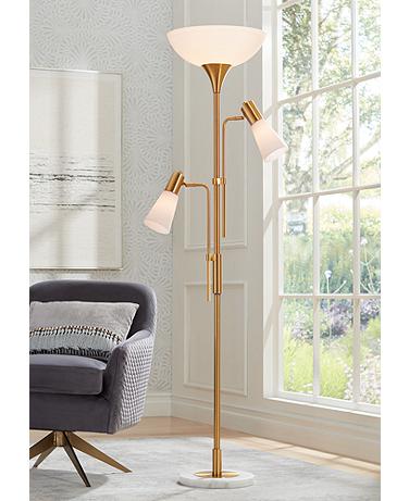 Possini Euro Pharos 71" Tree Torchiere Marble and Gold Floor Lamp