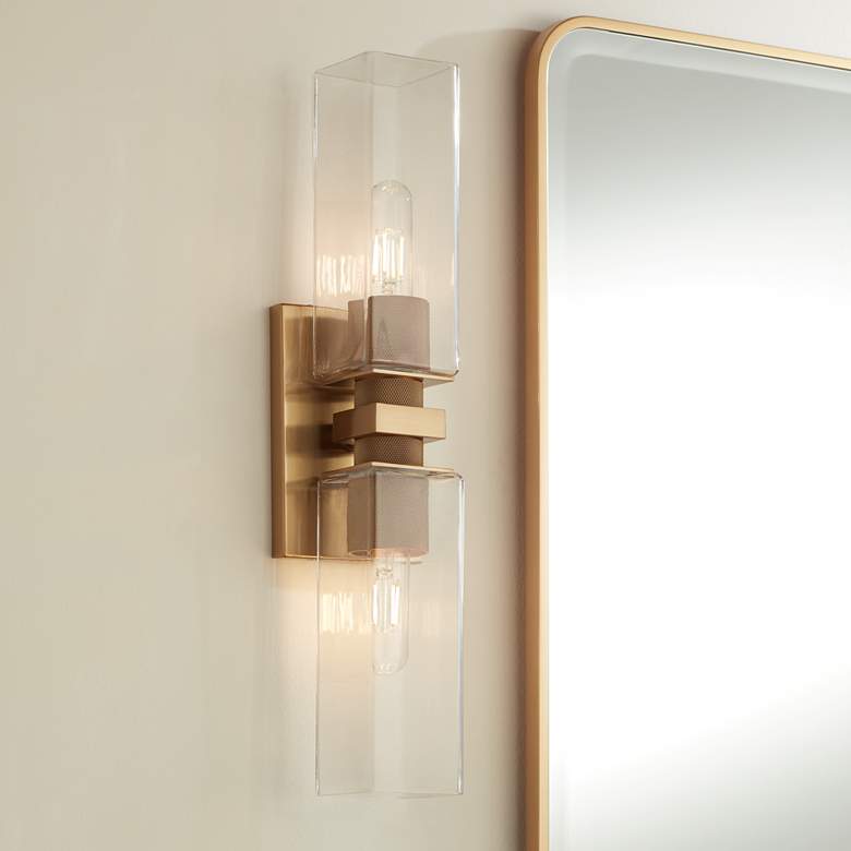 Image 1 Possini Euro Philip 20" Wide Warm Brass 2-Light Bath Light