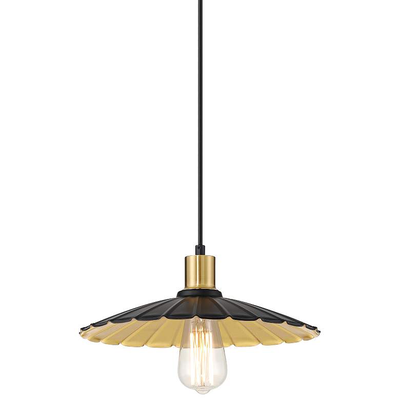 Image 3 Possini Euro Piaza 12 1/4" Wide Black and Gold Pendant Light