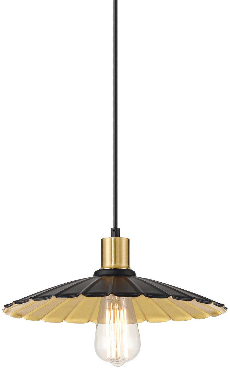 Image 3 Possini Euro Piazza 12 1/4" Wide Black and Gold Pendant Light