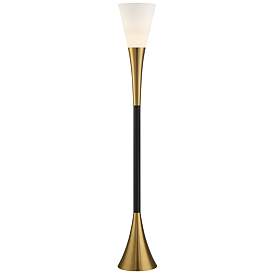 Image3 of Possini Euro Piazza 72 1/2" Brass and Black Torchiere Floor Lamp