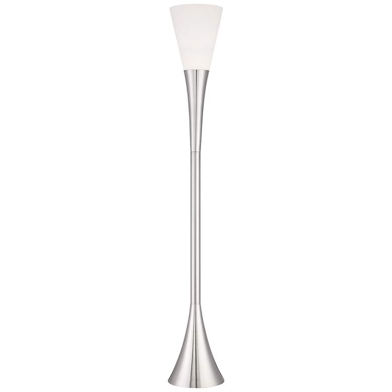 Image 3 Possini Euro Piazza 72 1/2 inch Brushed Nickel Modern Torchiere Floor Lamp