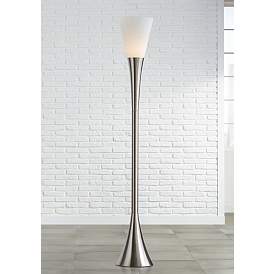 Image2 of Possini Euro Piazza 72 1/2" Brushed Nickel Modern Torchiere Floor Lamp