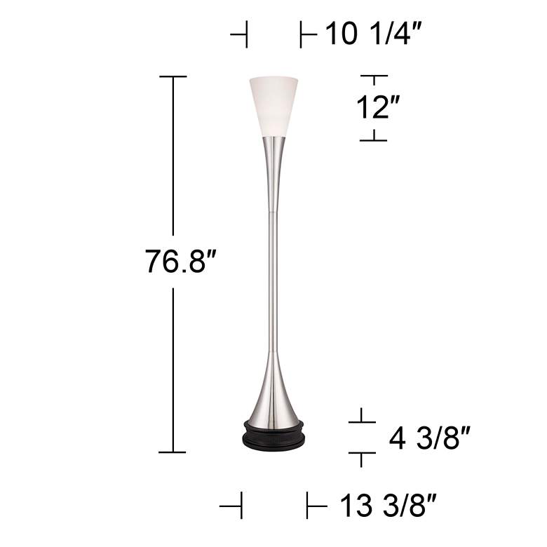 Image 4 Possini Euro Piazza 76.8" Nickel Torchiere Floor Lamp with Riser more views