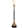 Possini Euro Piazza Brass and Black Torchiere Floor Lamp with Black Riser
