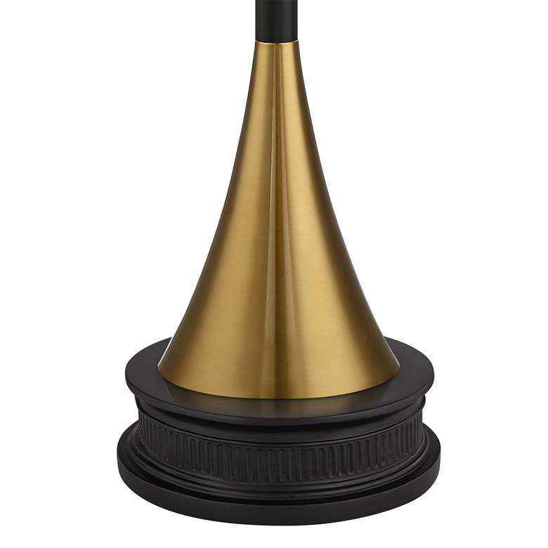 Image 3 Possini Euro Piazza Brass and Black Torchiere Floor Lamp with Black Riser more views