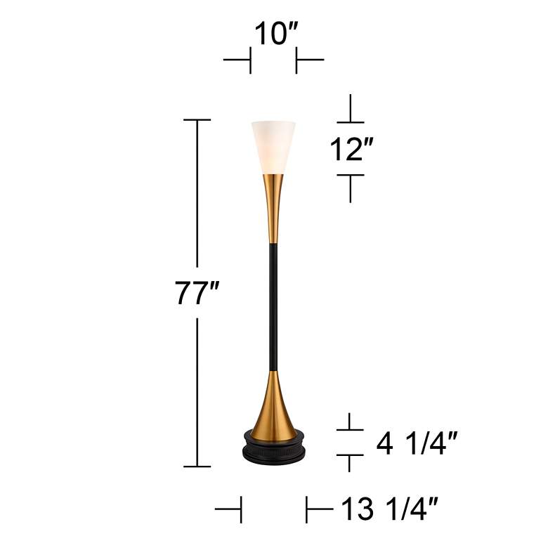 Image 5 Possini Euro Piazza Brass and Black Torchiere Floor Lamp with Black Riser more views