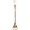 Possini Euro Piazza Brass and Black Torchiere Floor Lamp with Riser