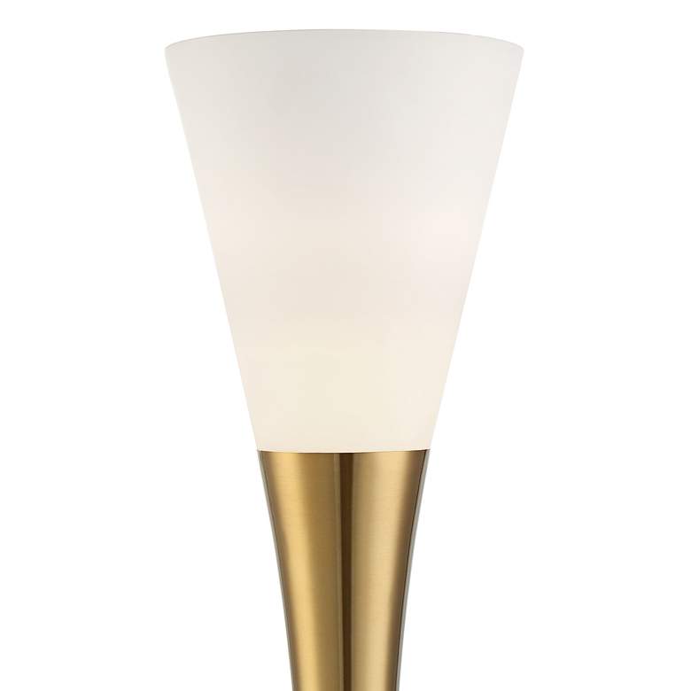 Image 2 Possini Euro Piazza Brass and Black Torchiere Floor Lamp with Riser more views