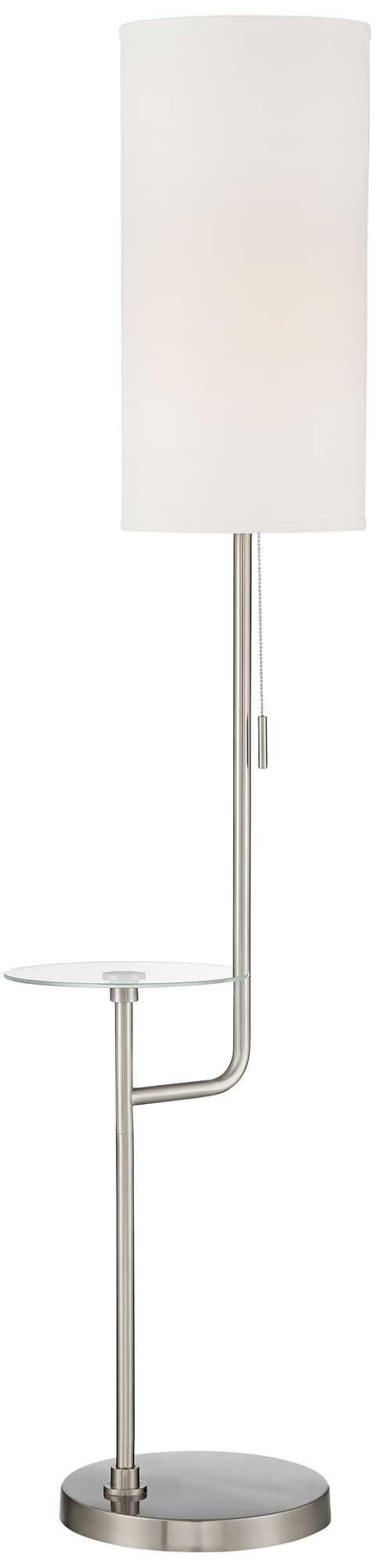 Possini Euro Piccolo 60 1/2" Nickel Floor Lamp with Glass Tray Table in scene