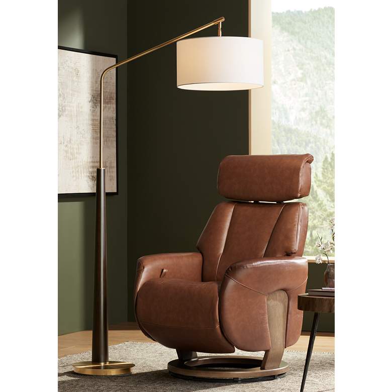 Image 2 Possini Euro Pilar 72 1/2" Warm Gold and Espresso Arc Floor Lamp