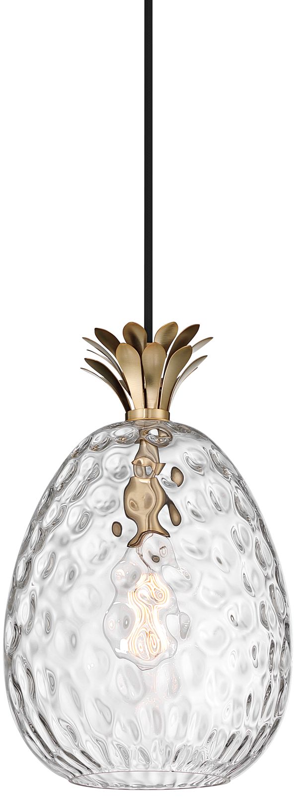 Image 2 Possini Euro Pineapple 10"W Warm Brass Hammered Glass Pendant Light