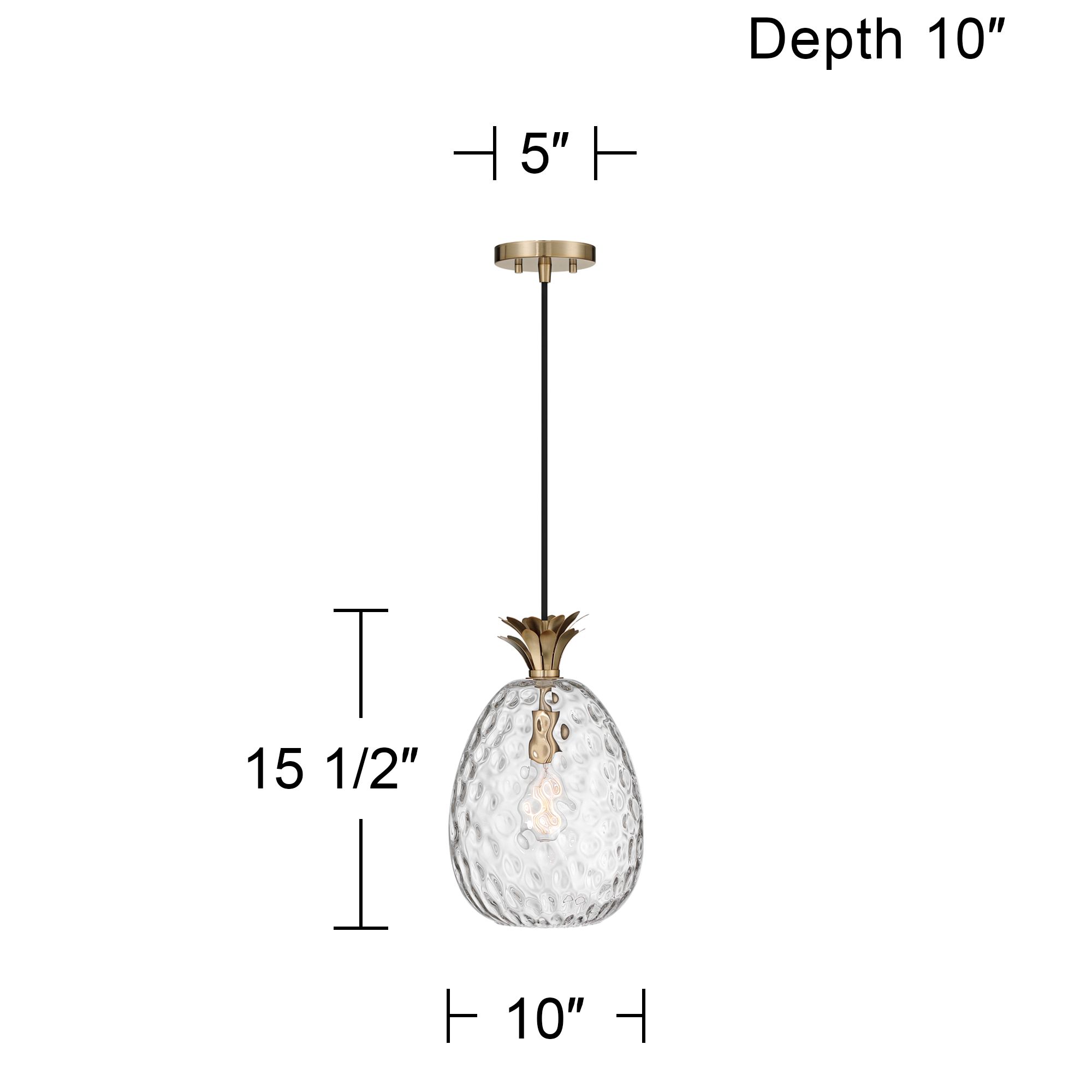 Possini Euro Pineapple 10"W Warm Brass Hammered Glass Pendant Light