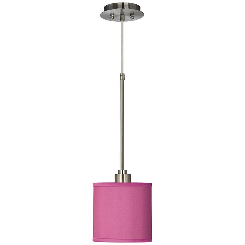 Image 2 Possini Euro Pink Orchid 7 inch Wide Faux Silk Mini Pendant Light