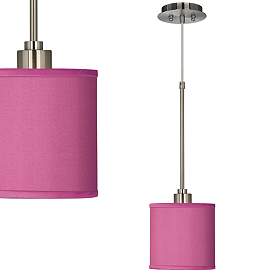 Image1 of Possini Euro Pink Orchid 7" Wide Faux Silk Mini Pendant Light