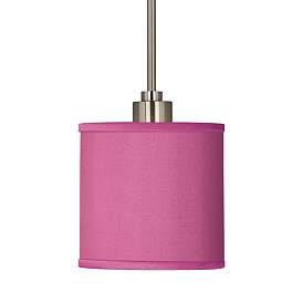 Image3 of Possini Euro Pink Orchid 7" Wide Faux Silk Mini Pendant Light more views