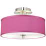 Possini Euro Pink Orchid Faux Silk 14" Wide Steel Ceiling Light