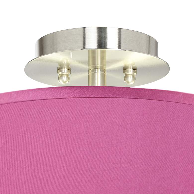 Image 2 Possini Euro Pink Orchid Faux Silk 14" Wide Steel Ceiling Light more views
