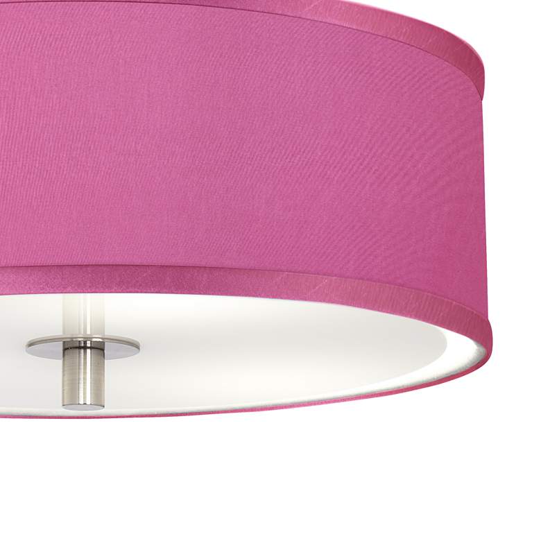 Image 3 Possini Euro Pink Orchid Faux Silk 14" Wide Steel Ceiling Light more views