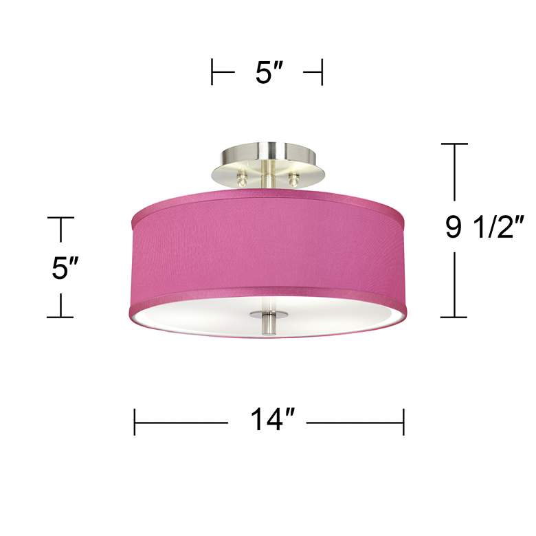 Image 4 Possini Euro Pink Orchid Faux Silk 14" Wide Steel Ceiling Light more views
