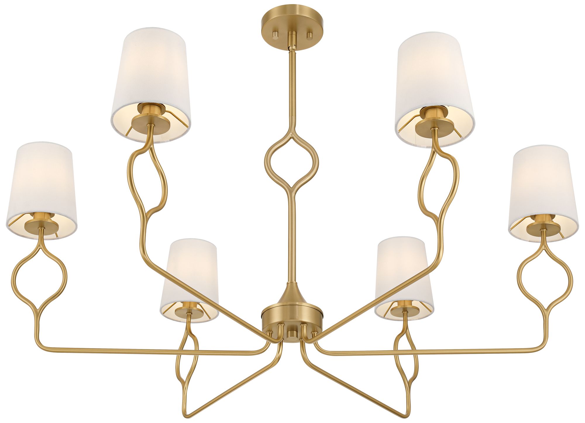 Possini Euro Pirouette 40"W Warm Gold &amp; Linen 6-Light Chandelier