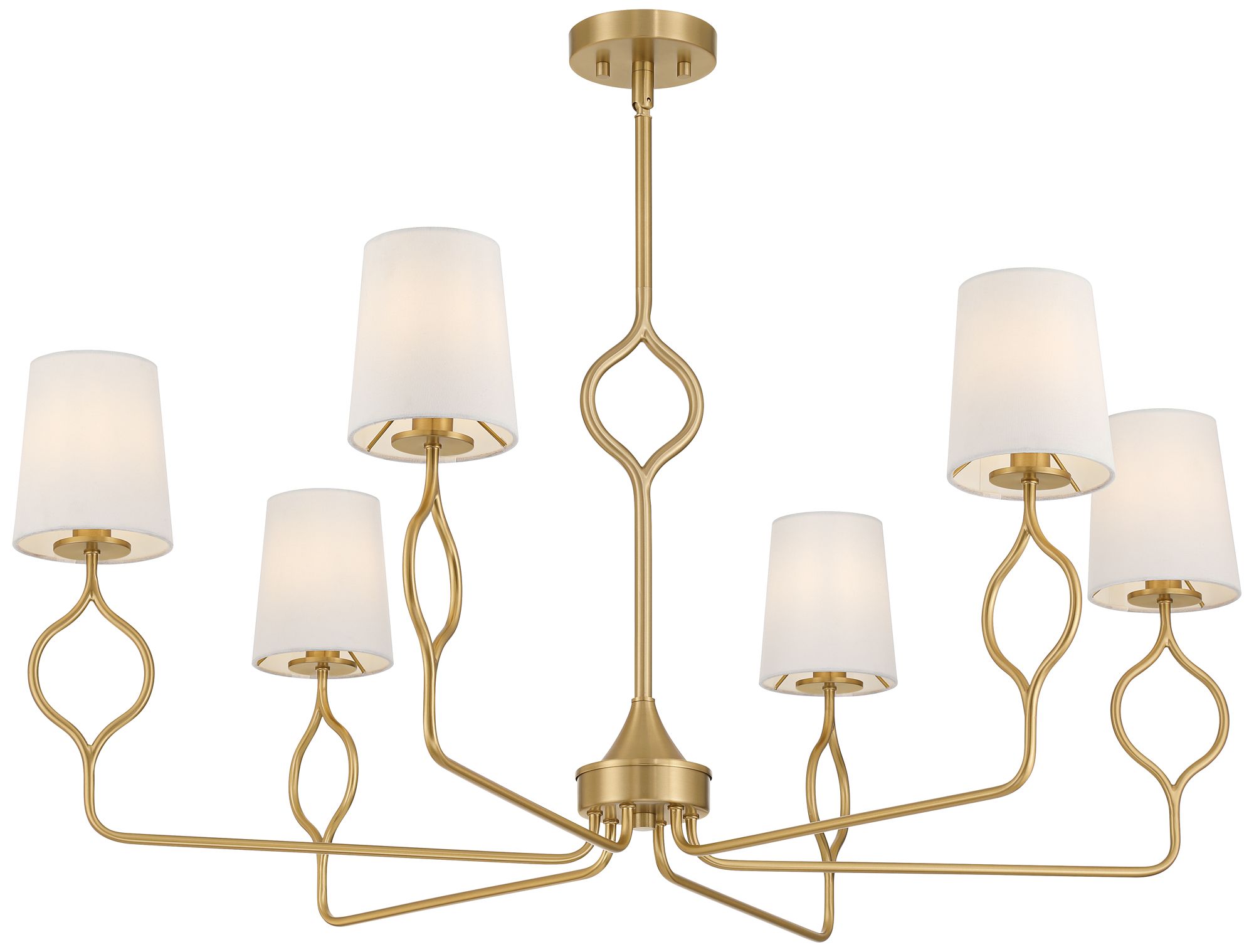 Possini Euro Pirouette 40"W Warm Gold &amp; Linen 6-Light Chandelier