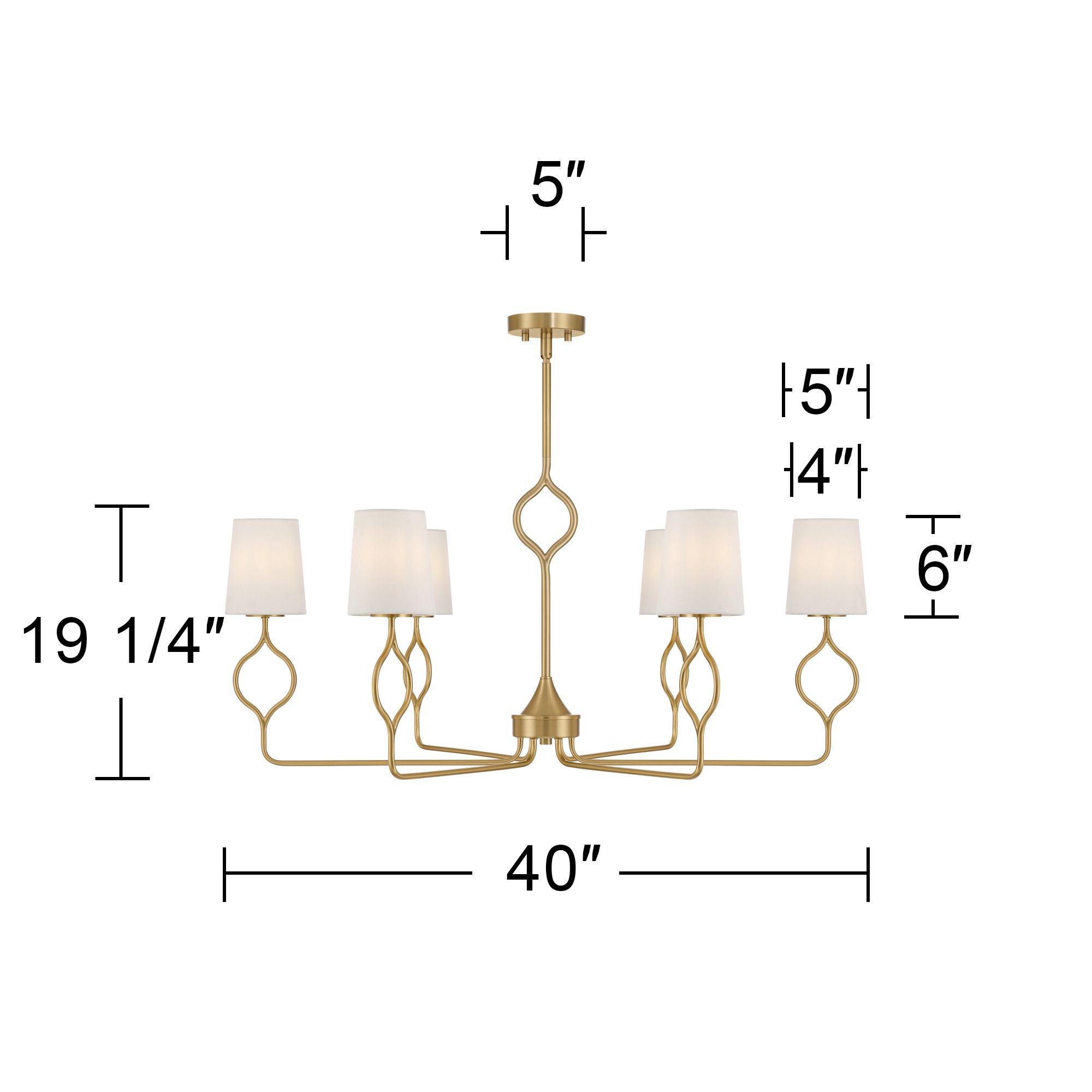 Possini Euro Pirouette 40"W Warm Gold &amp; Linen 6-Light Chandelier