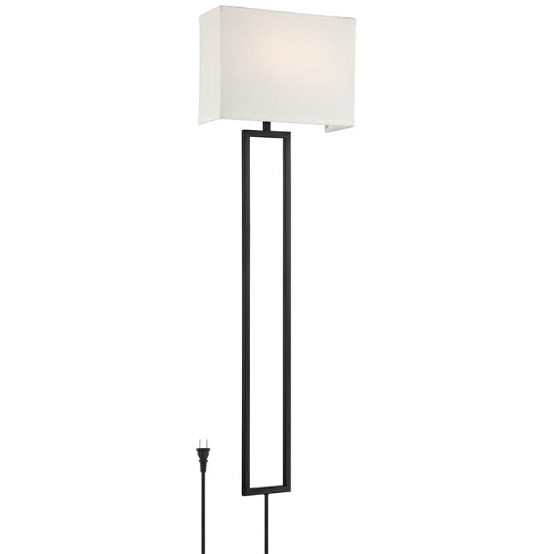 Image 3 Possini Euro Portico 36 3/4 inch High Black Metal Plug-In Wall Lamp