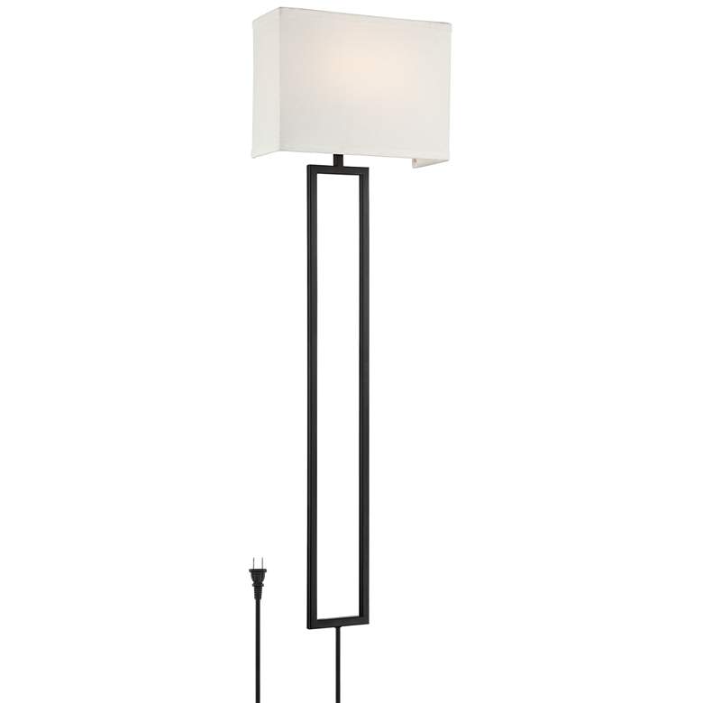 Image 3 Possini Euro Portico 36 3/4" High Black Metal Plug-In Wall Lamp
