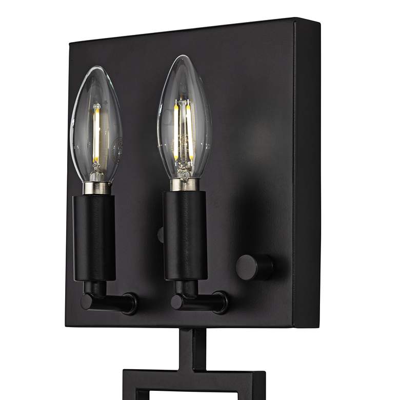 Image 6 Possini Euro Portico 36 3/4 inch High Black Metal Plug-In Wall Lamp more views