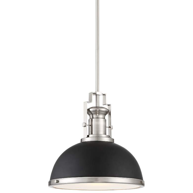 Image 2 Possini Euro Posey 13 inch Black and Brushed Nickel Dome Pendant Light