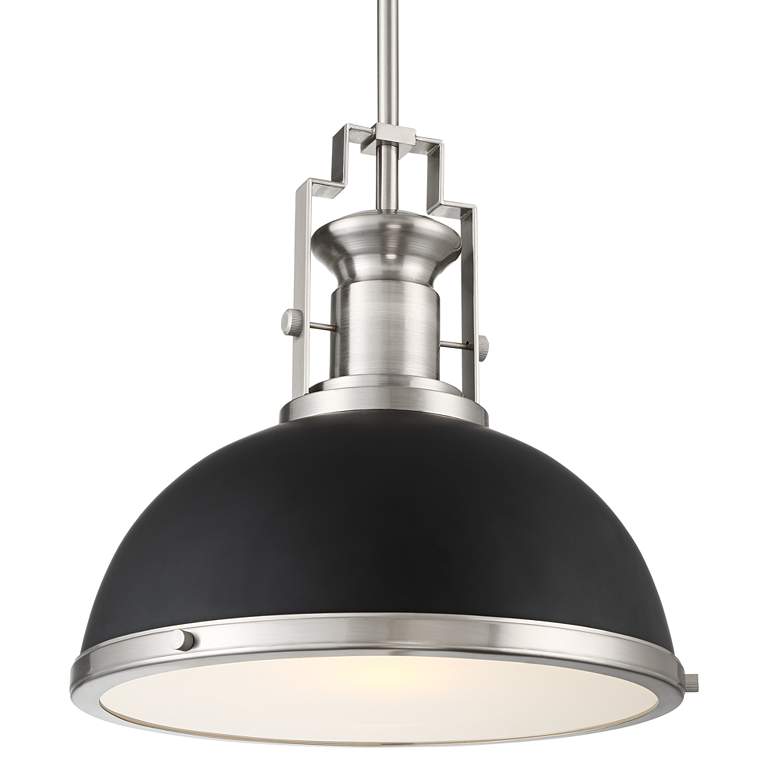 Image 3 Possini Euro Posey 13" Black and Brushed Nickel Dome Pendant Light more views