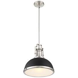 Image5 of Possini Euro Posey 13" Black and Brushed Nickel Dome Pendant Light more views