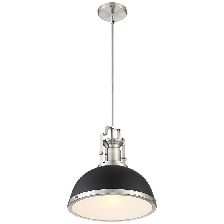 Image 5 Possini Euro Posey 13" Black and Brushed Nickel Dome Pendant Light more views