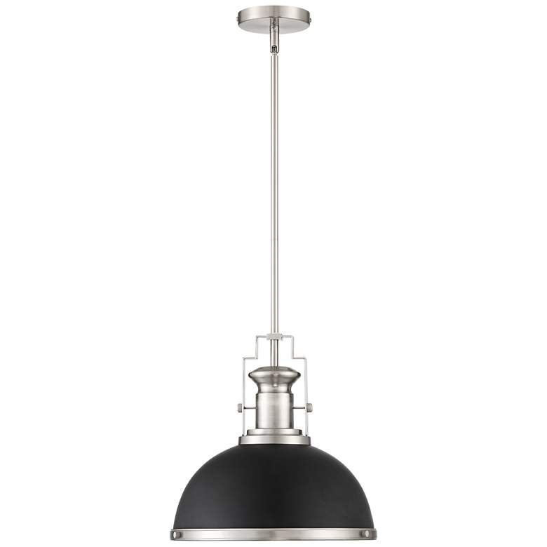 Image 6 Possini Euro Posey 13 inch Black and Brushed Nickel Dome Pendant Light more views