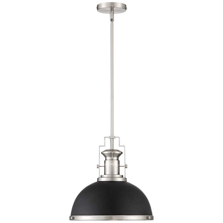 Image 6 Possini Euro Posey 13" Black and Brushed Nickel Dome Pendant Light more views