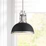 Possini Euro Posey 13"W Black and Brushed Nickel Dome Pendant Light