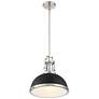 Possini Euro Posey 13"W Black and Brushed Nickel Dome Pendant Light
