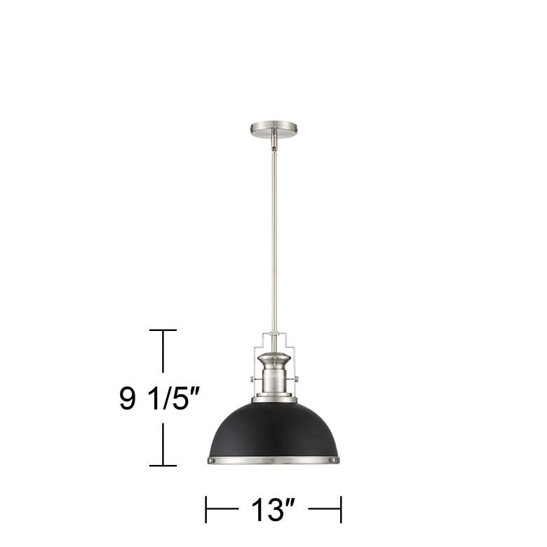 Image 7 Possini Euro Posey 13 inchW Black and Brushed Nickel Dome Pendant Light more views
