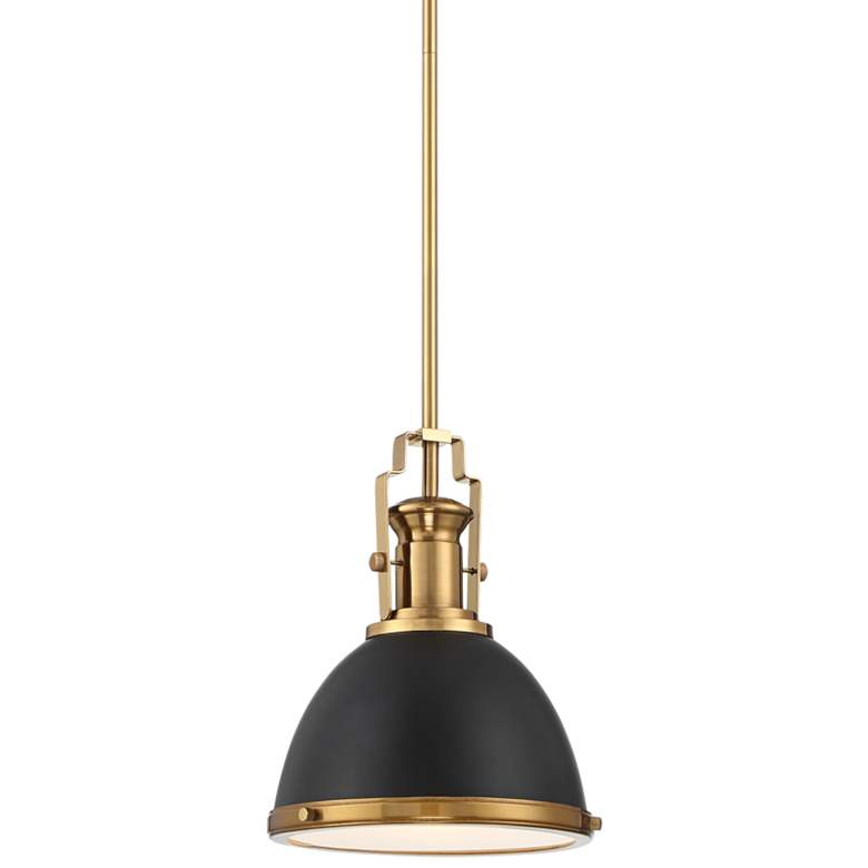 Image 2 Possini Euro Posey 9 1/2" Wide Black and Brass Dome Mini Pendant