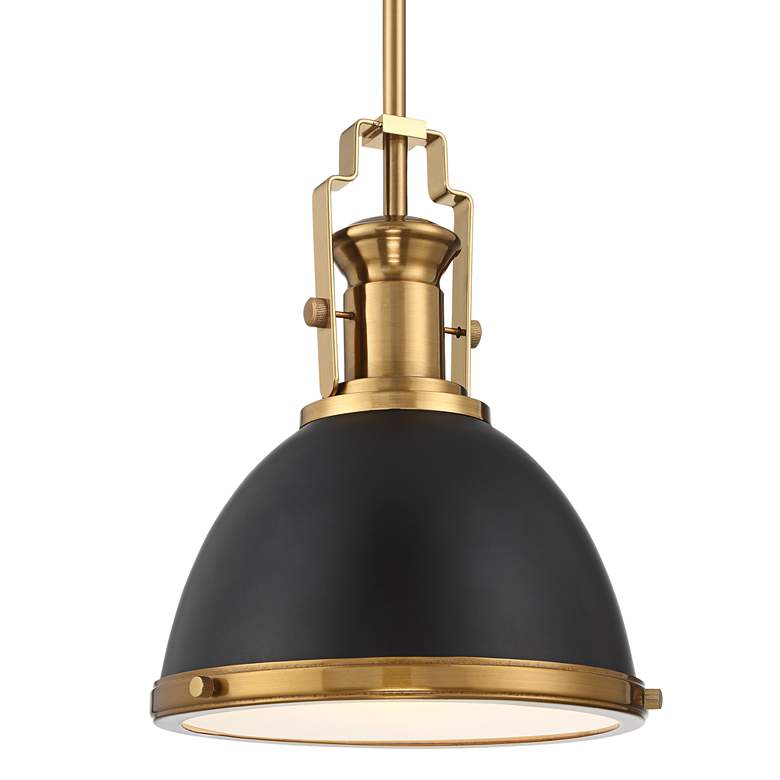 Image 3 Possini Euro Posey 9 1/2" Wide Black and Brass Dome Mini Pendant more views