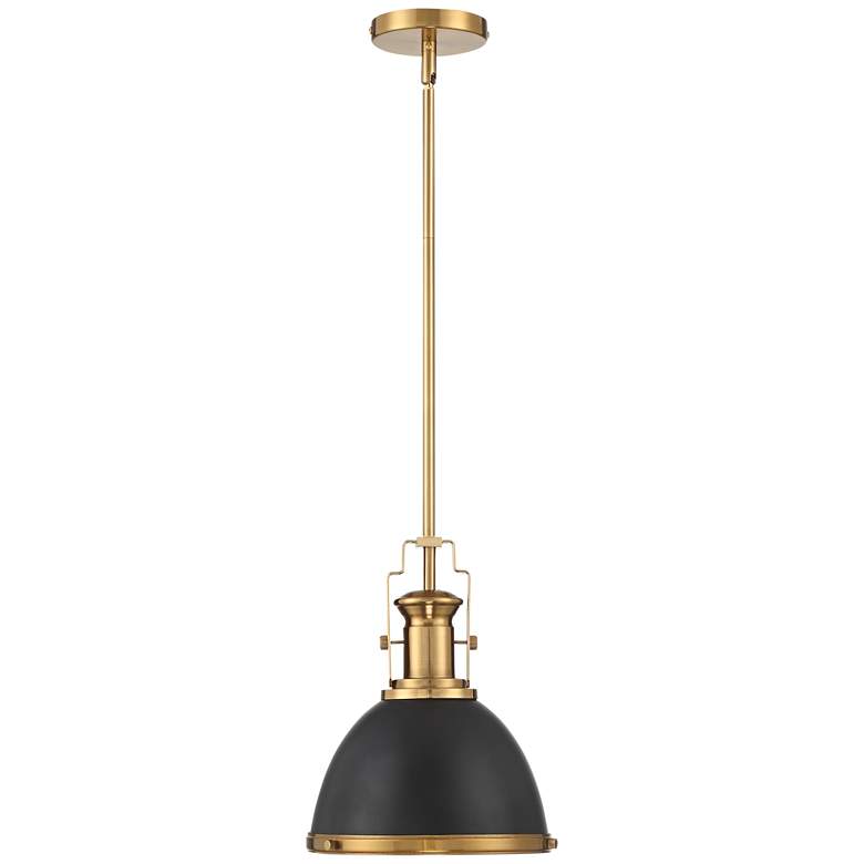 Image 5 Possini Euro Posey 9 1/2" Wide Black and Brass Dome Mini Pendant more views