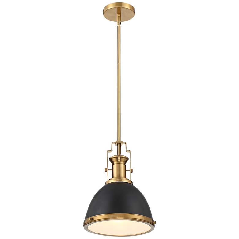 Image 6 Possini Euro Posey 9 1/2" Wide Black and Brass Dome Mini Pendant more views