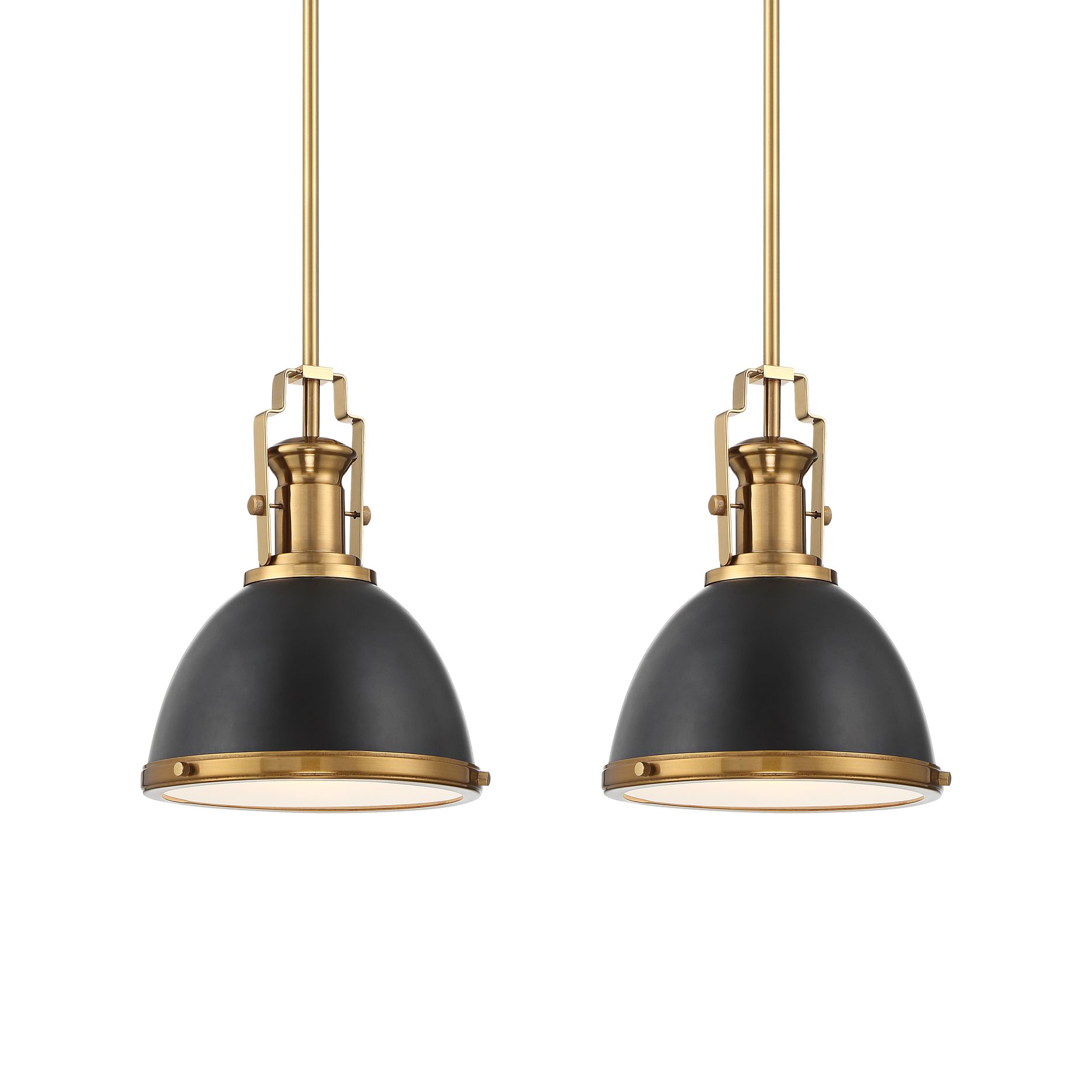 Image 2 Possini Euro Posey 9 1/2"W Black and Brass Dome Mini Pendant Set of 2