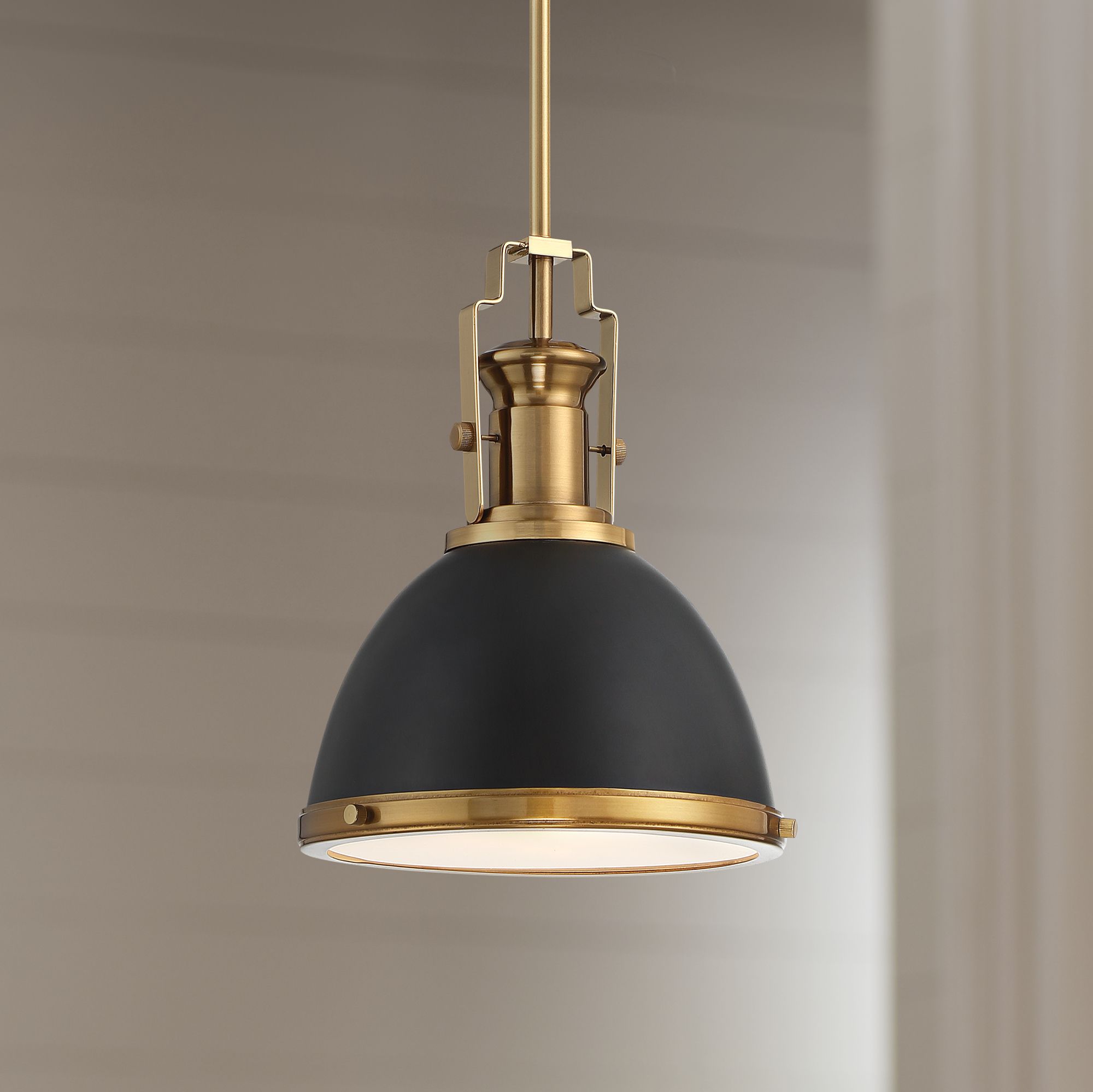 Possini Euro Posey 9 1/2"W Black and Brass Dome Mini Pendant Set of 2