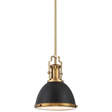 Possini Euro Posey 9 1/2" Wide Black and Brass Dome Mini Pendant